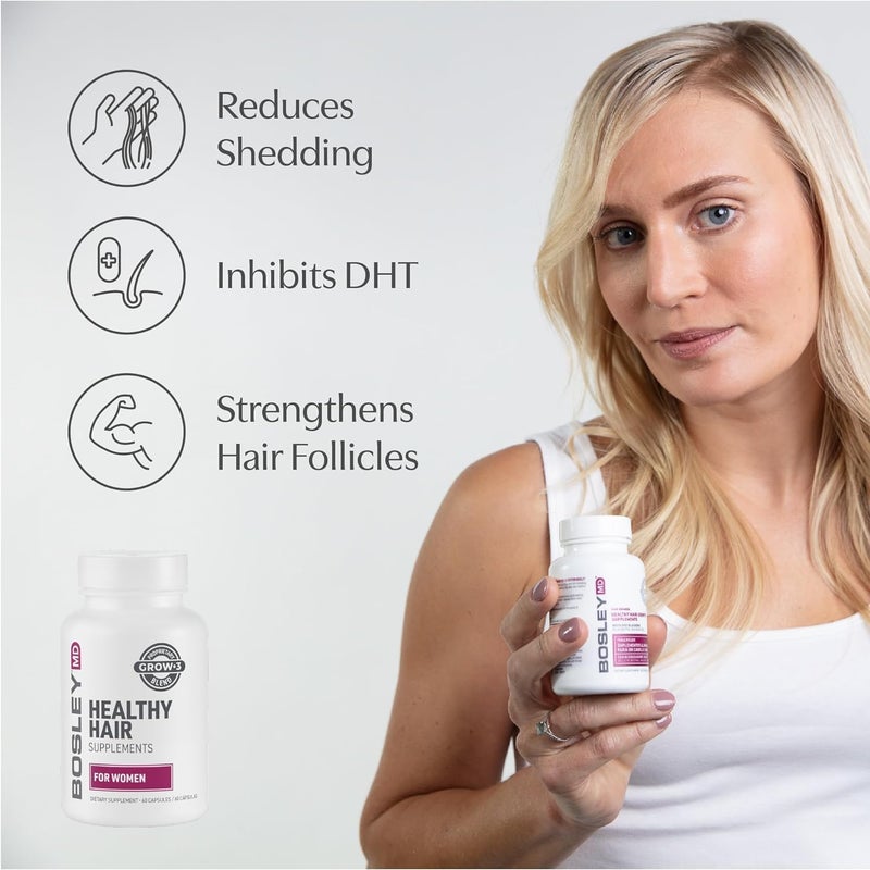 BOSLEYMD Womenâ€™s Healthy Hair Growth Supplements â€“ DHT-Blocking Botanicals with Biotin, Niacin, Zinc & L-Lysine â€“ Rich in Vitamins & Minerals â€“ Supports Thicker, Fuller Hair â€“ 60 Capsules (2-Month Supply) - Image 4